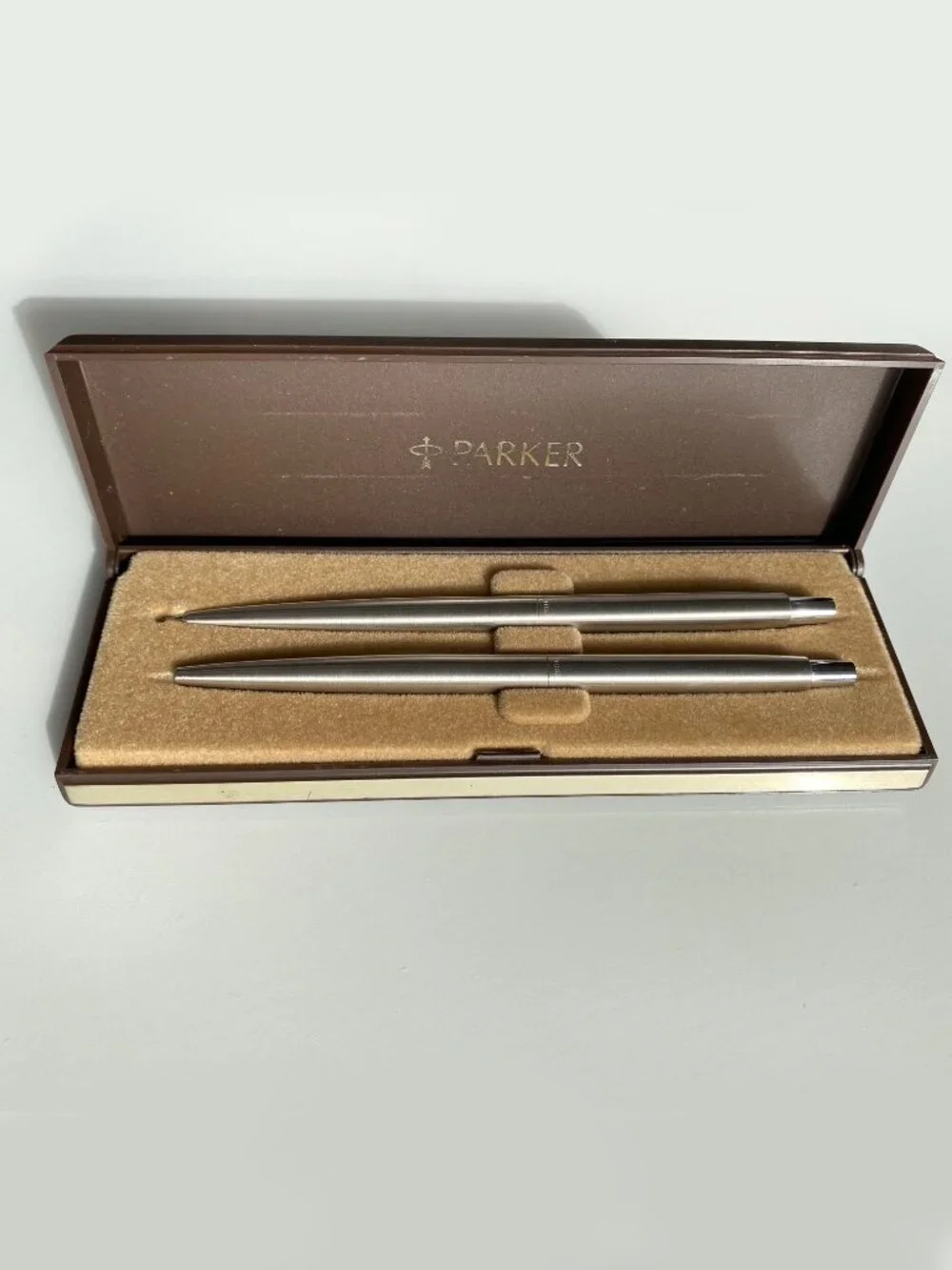 Parker 45 Flighter Stainless Steel Ball Pen and Mechanical Pencil Set